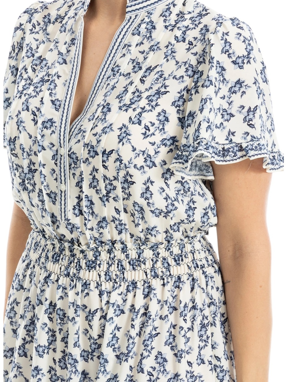 Max Studio White Maxi Dress with Blue Floral Print - Picture 2 of 3